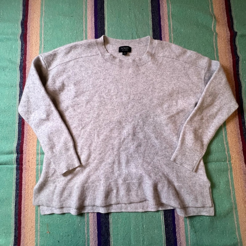 J.Crew Cashmere Sweater Womens M Gray Crew Neck Relaxed Pullover Top